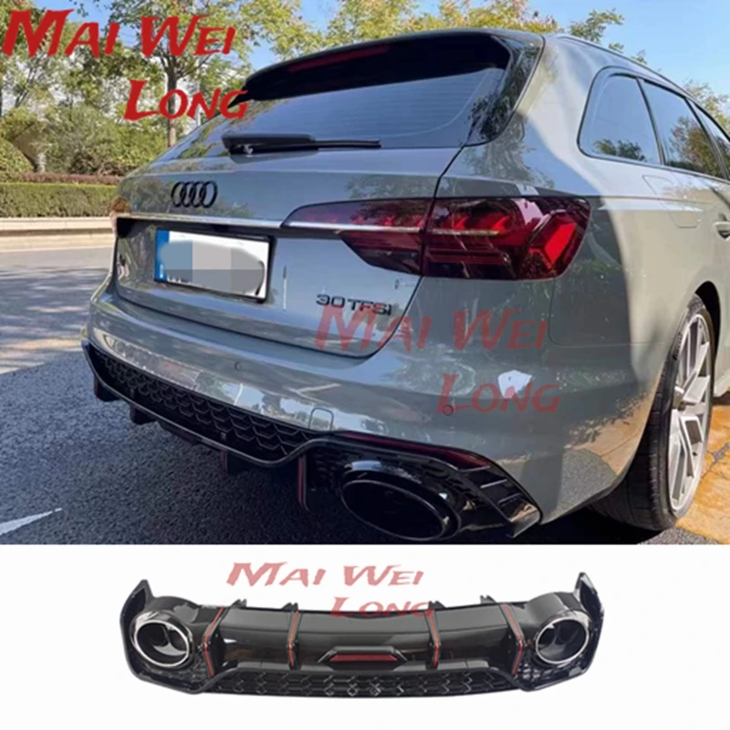 bright black Rear Bumper Lip Diffuser for Audi new A4 avant B9.5 2020+ (Special for sports version) Car Accessories