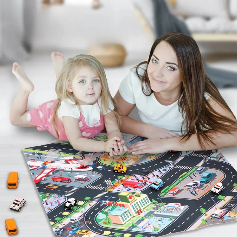 Road Mat Children Traffic Car Map Boy Girls Educational Toy Road Carpet Playmat For Baby Mats Cartoon City Rug Kids Toys Games