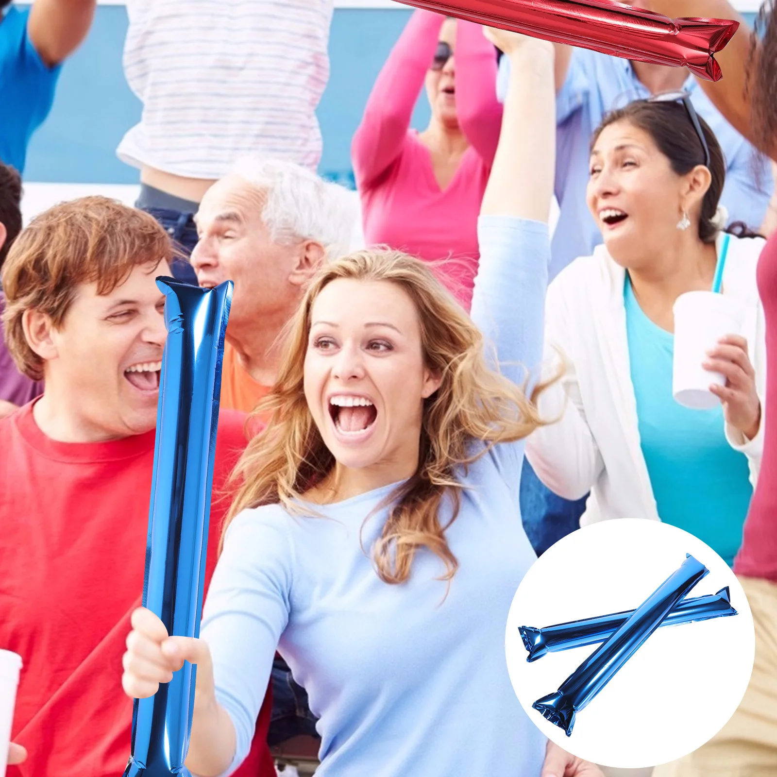 

24Pcs Long Inflatable Noise Sticks Portable Loud Cheering Makers for Sports Games Concerts Parties Football Basketball Events