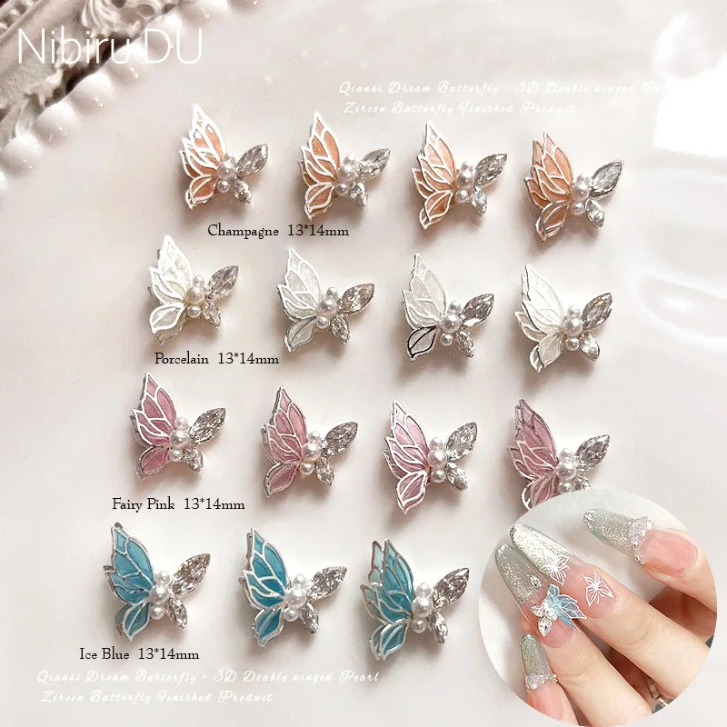 10/5/1 stücke 3D Glitter Perle Hohl Schmetterling Nagel Charms Maniküre Strass Dekoration Lieferungen Schmetterling Form Schmuck Teil