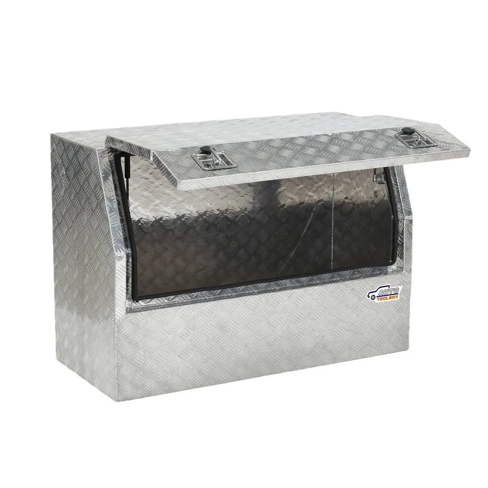 Thickened Aluminum Truck Tool Box Trailer Storage Case with Lock and Gas Strut Aluminum Plate Full Weld Weatherproof Organizer