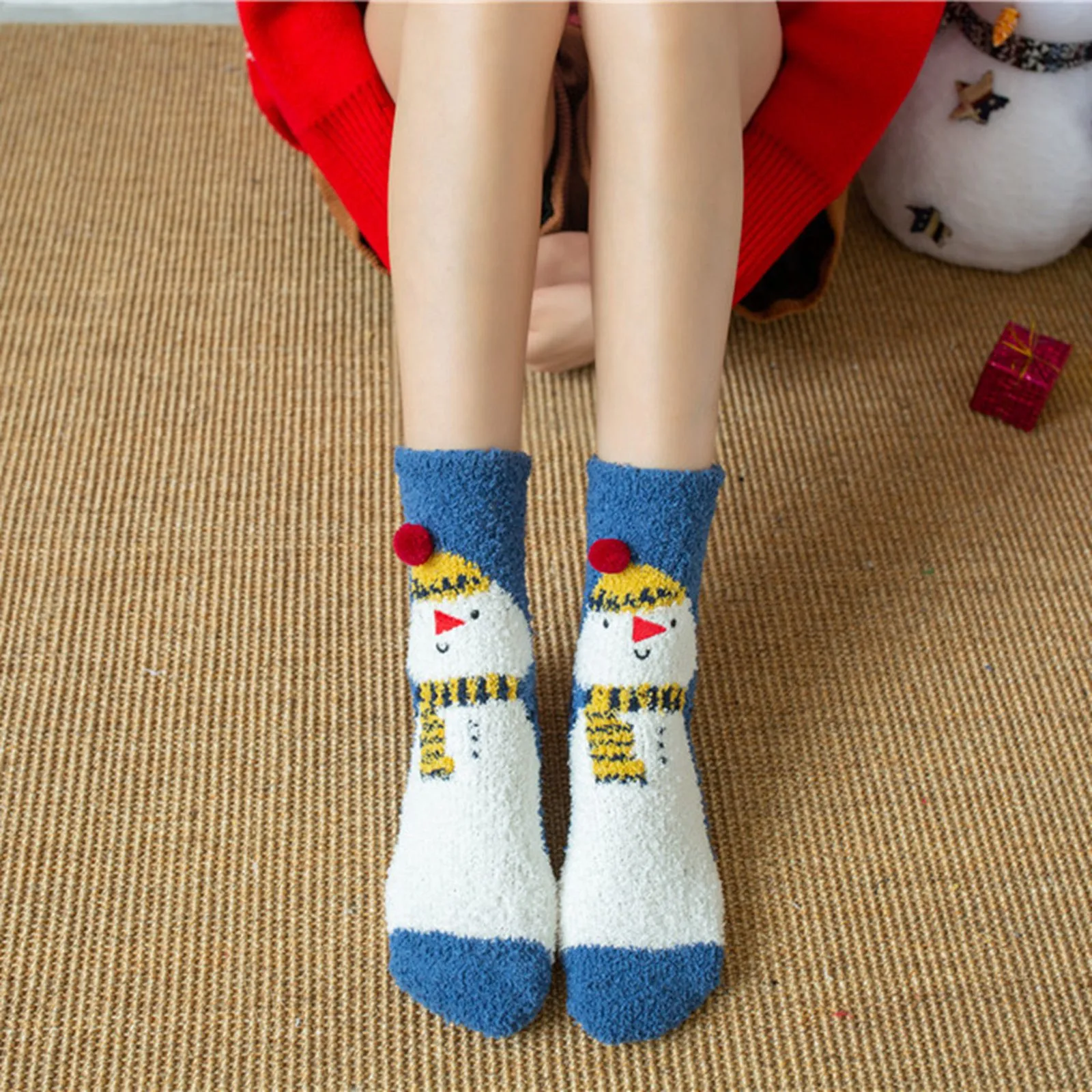 

Warm Fuzzy Women Socks Candy Color Cute Heart Pattern Winter Kawaii Thick Fluffy Terry Cute Cotton Socks Christmas Korean Gift