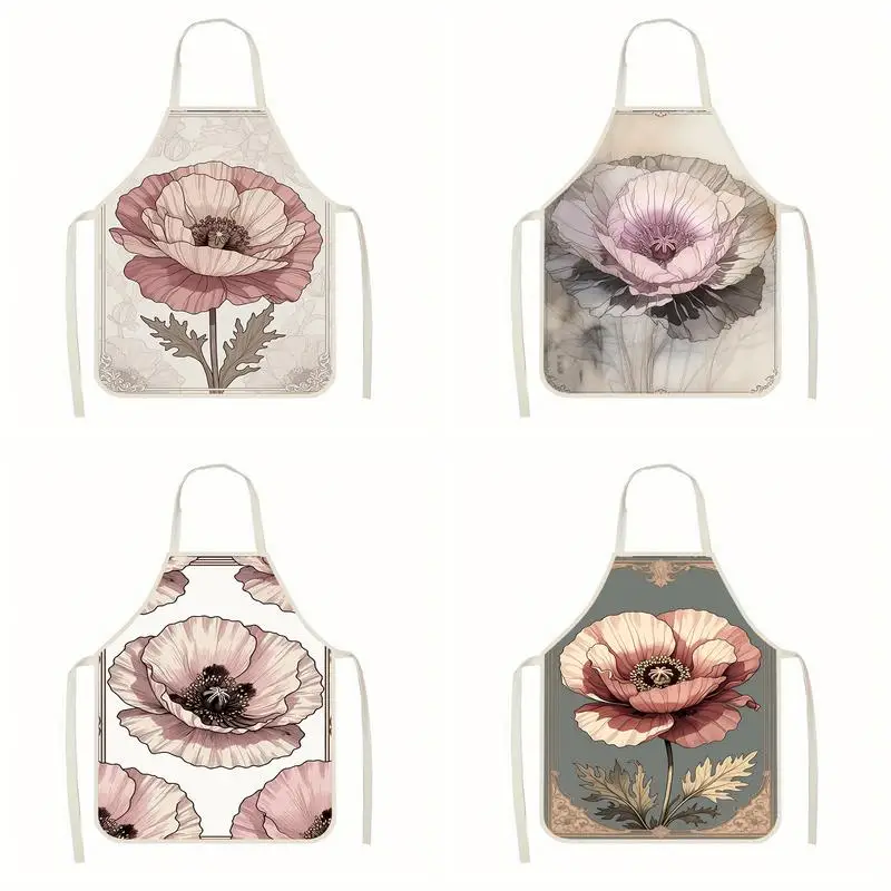 

Фартуки с цветочным узором, льняные фартуки, подходящие для приготовления пищи на кухне, общения родителей и детей, рисования и других мероприятий.