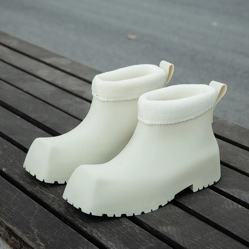 Square Toe Ankle Rain Boots for Women 2025 New Female Fashion Short Tube Boots Waterproof