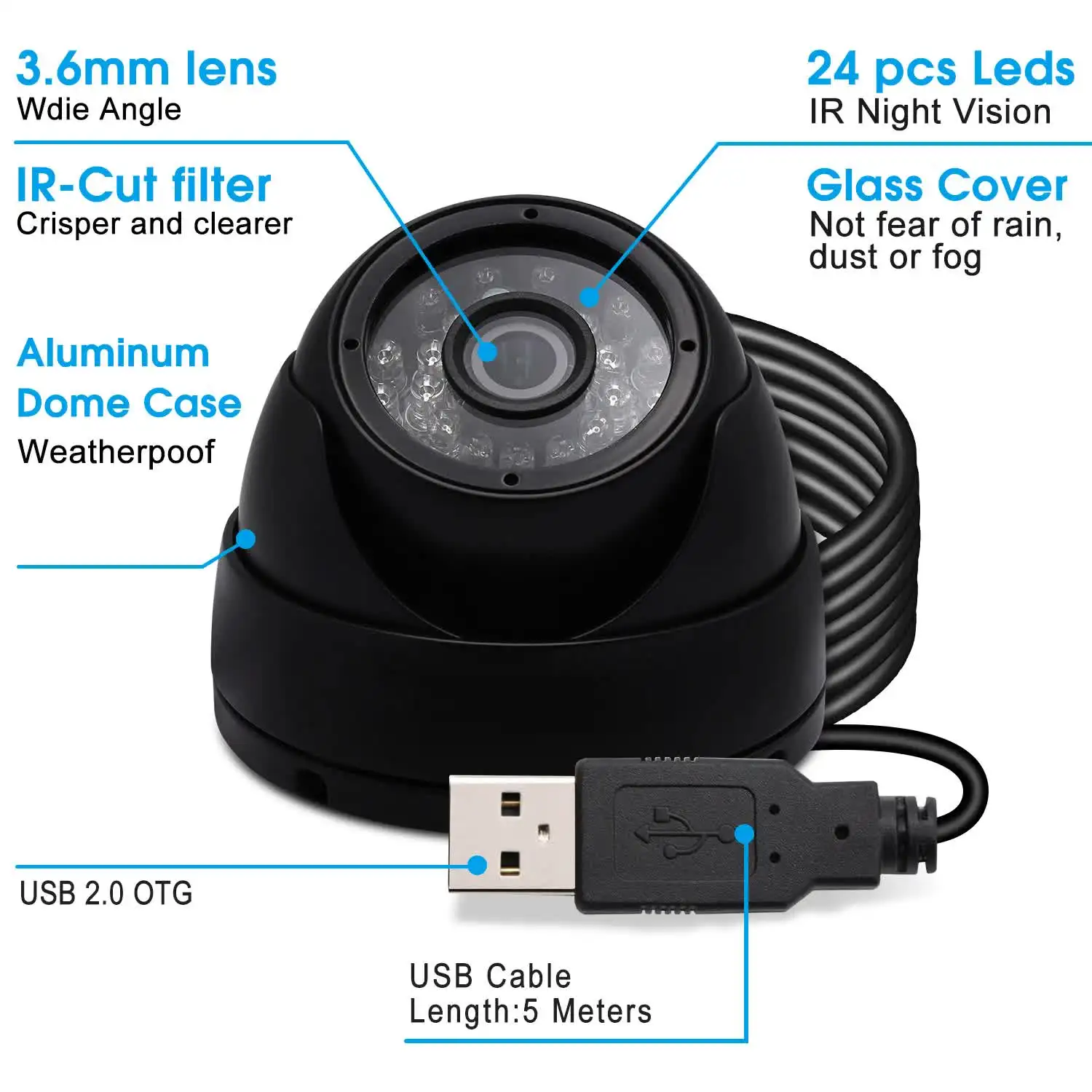 SVPRO 5.0Megapixel Outdoor Dome USB Camera Night Vision 2592x1944 Aptina MI5100 CMOS Security Surveillance Video Camera