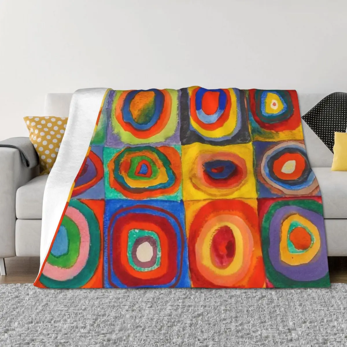 

Wassily Kandinsky Color Study Squares with Concentric Circles , Abstract Throw Blanket Giant Sofa Bed covers Blankets