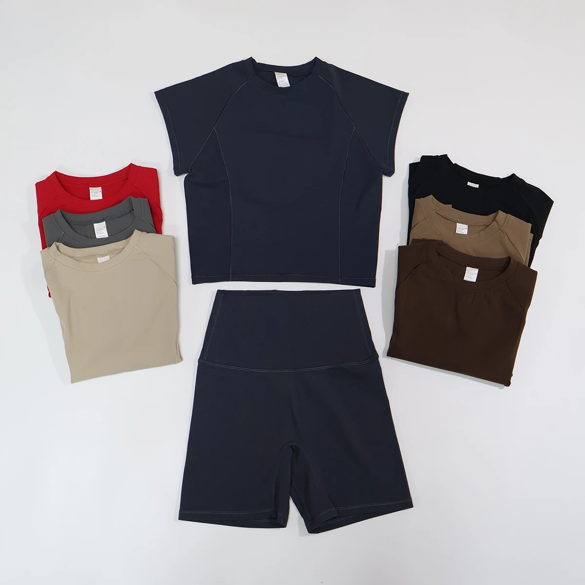 Sommer Damen Zweiteiliges Fitness-Set Kurzärmliges Schnelltrocknendes Yoga-Outfit für Outdoor-Laufsport Damen 2-Teiliges Sportset – Detail 18