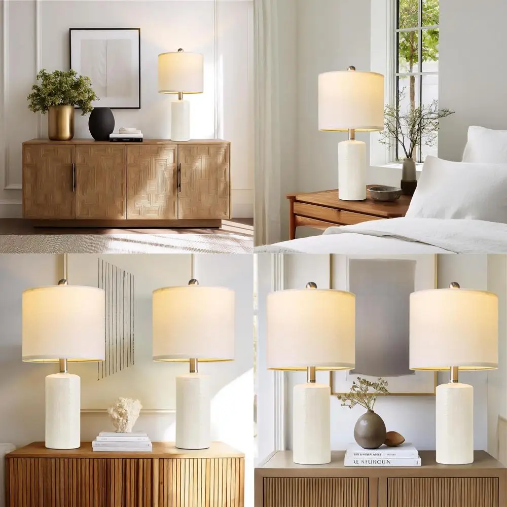 

Набор из 20,5-дюймовых белых настольных ламп в стиле бохо для гостиной, спальни или прикроватной тумбочки