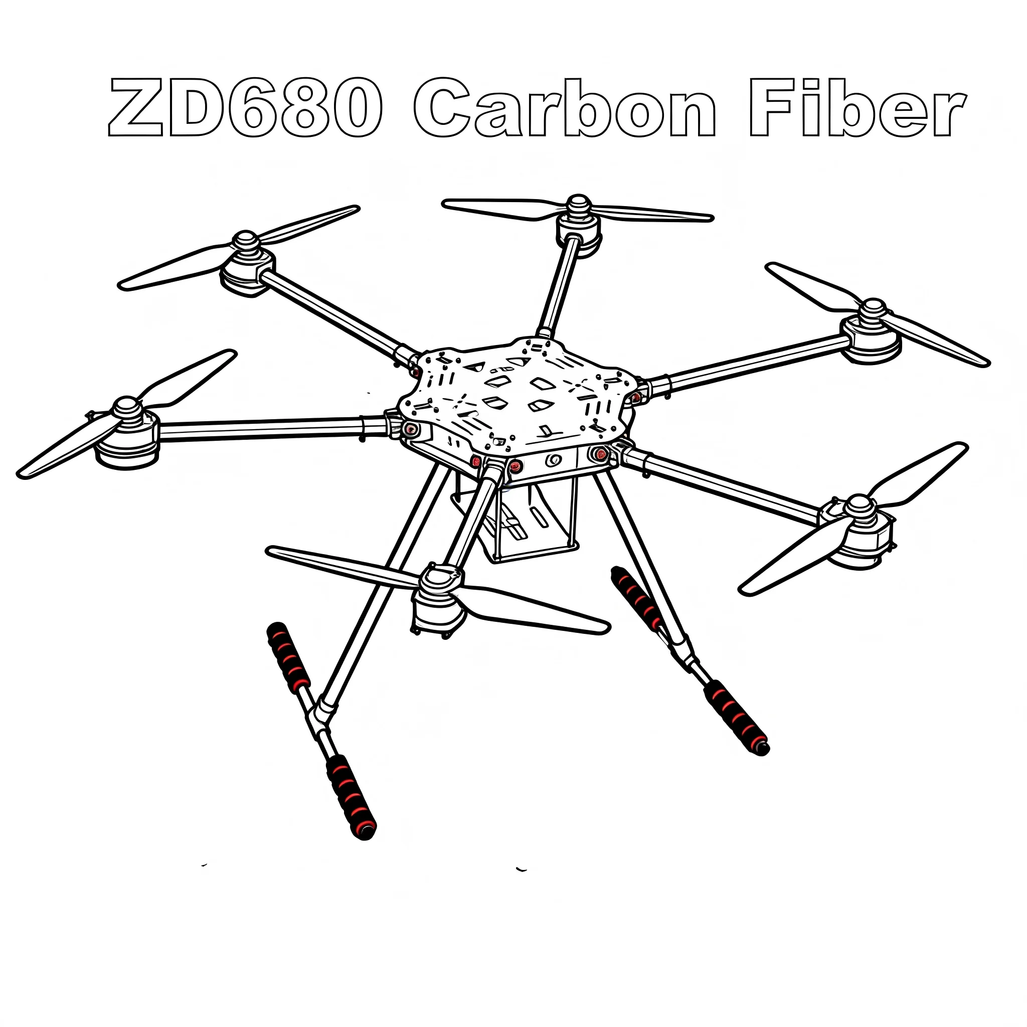 DroneHub F680 Full Carbon Fiber ZD680 Hexa-Rotor Frame Foldable Arm Hexacopter Frame Kit With Unflodable Landing Gear for FPV