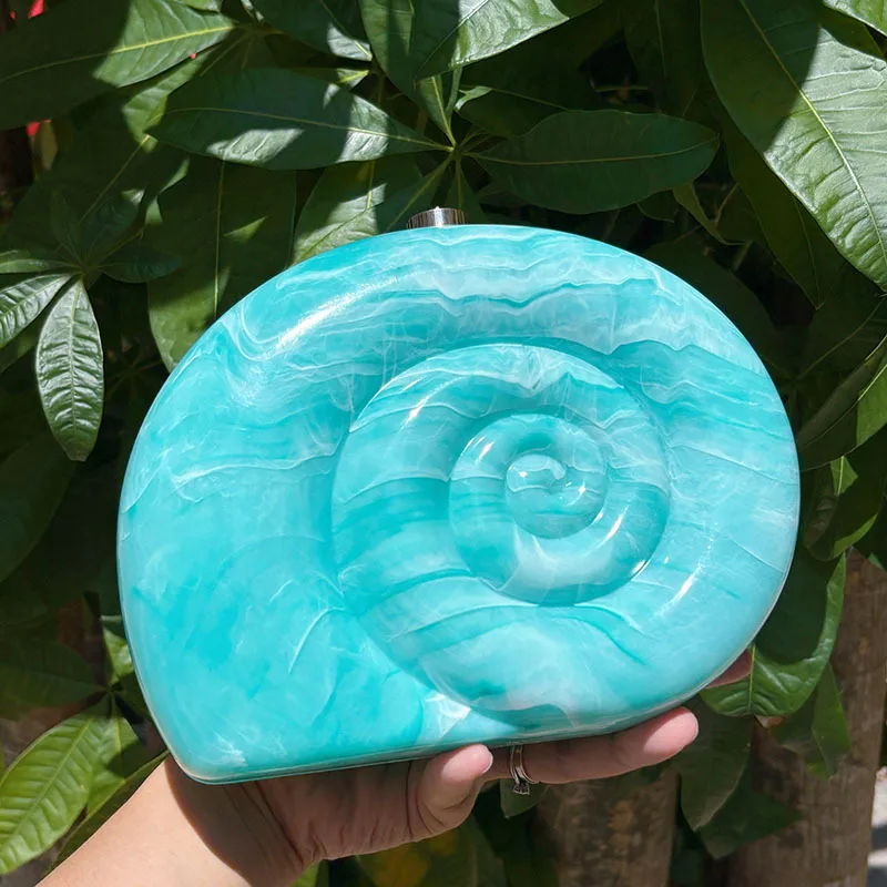 

Creative Acrylic Conch Shoulder Bag Threaded Shape Evening Bag Ladies Clutch Snail Shell Crossbody Bags for Women Wedding Clutch