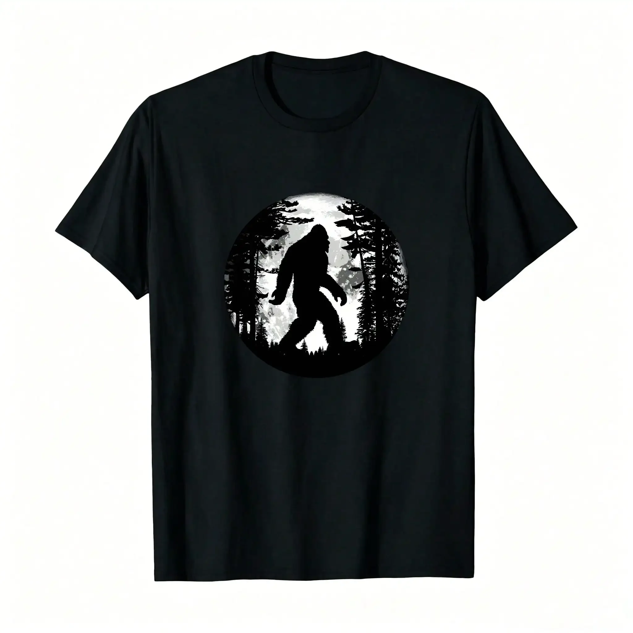 Bigfoot Night Stroll Cool Full Moon & Tree Tunnel Sasquatch Pullover  Men Fall And Winter Long Sleeve S_,Breathable And Comfortable Short-Sleeved Round-Neck Top, Suitable For All Seasons, Everyday Wear For Women