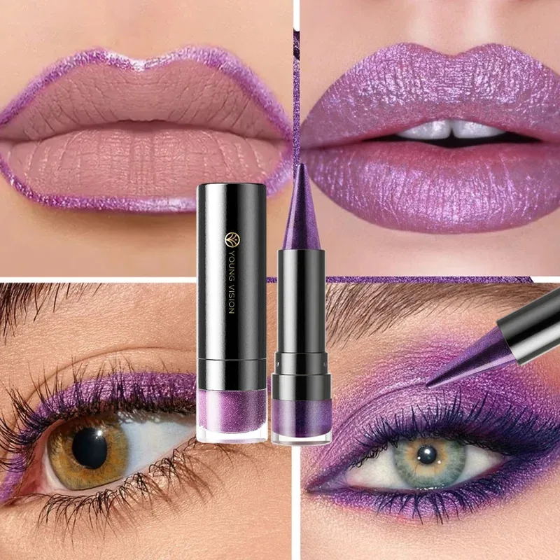 Matita labbra-Labbra complete-Eyeliner Eyesshadow Six- Shade Matte Pearl Shimmer Rossetto doppio effetto Impermeabile, Rossetto Cosmetici