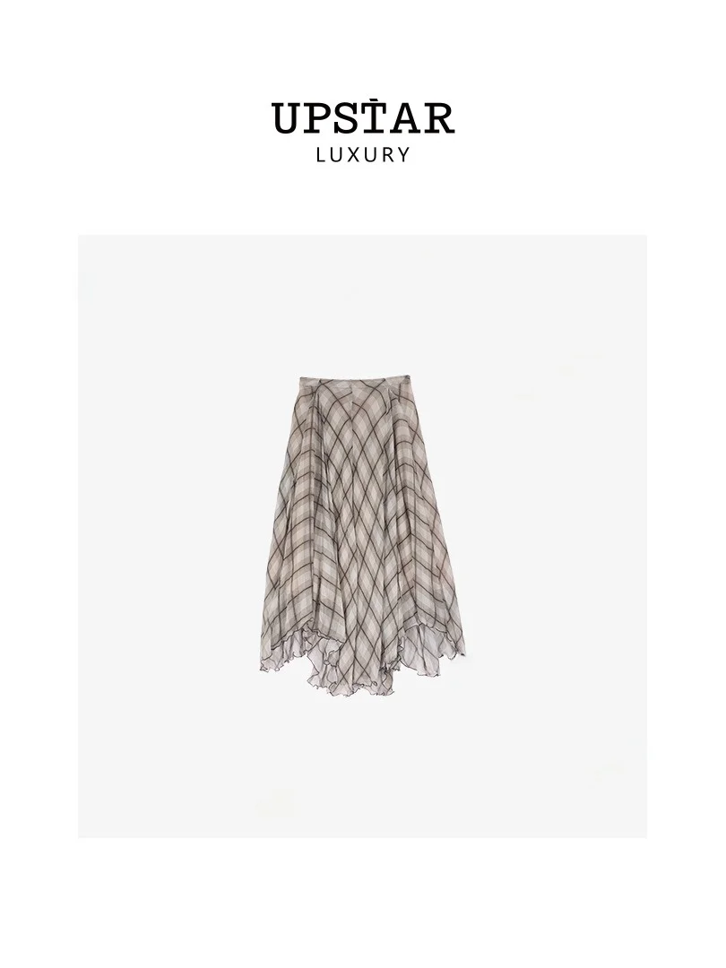 

Casual Water-Soaked A-Line Midi Skirt Versatile Slimming High Waist Polyester Street Sle Long Skirt for Middle-Aged Women