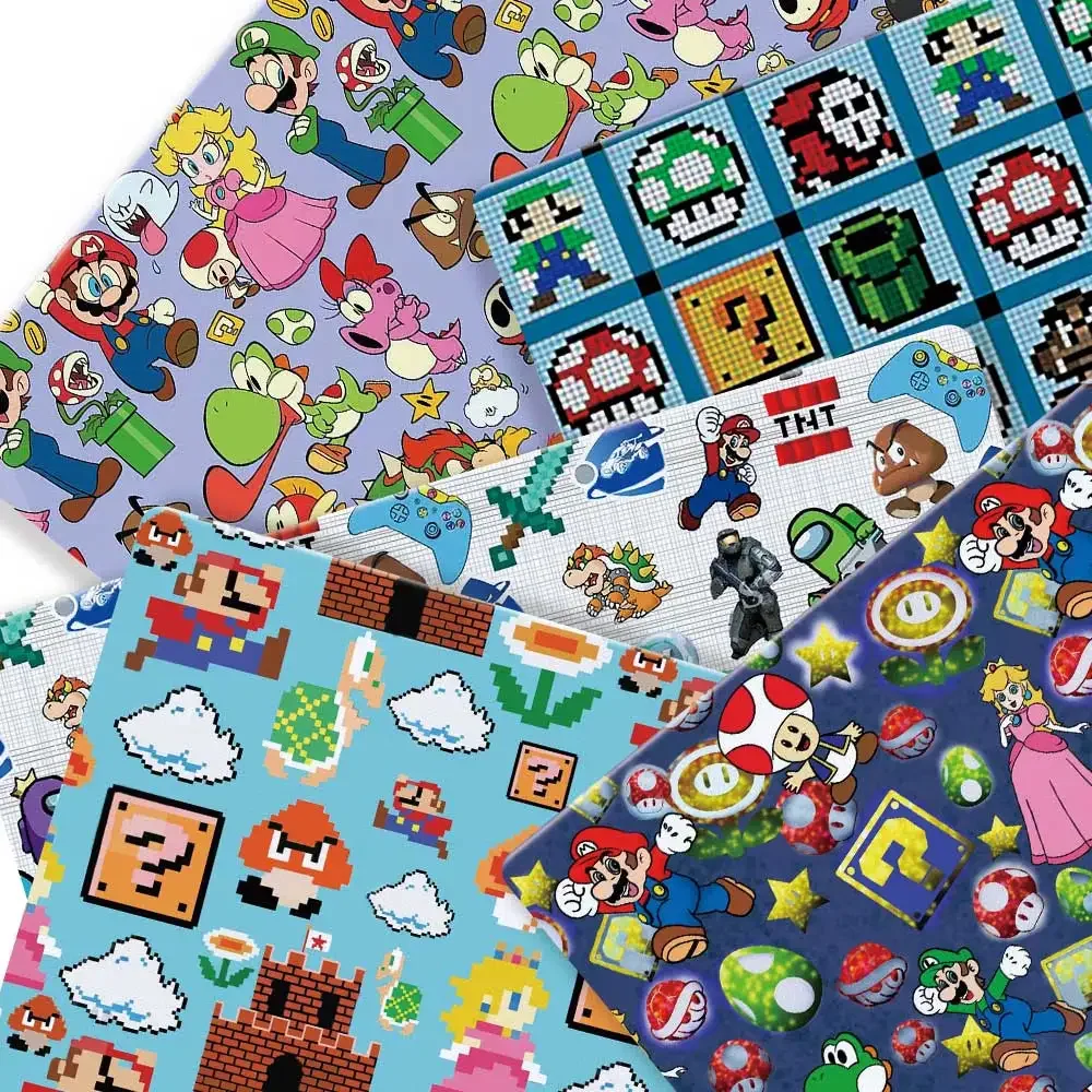 Mario Polyester cotton Cartoon Fabric 140*50cm Handmade Sewing Patchwork Quilting Baby Dress  Fabric