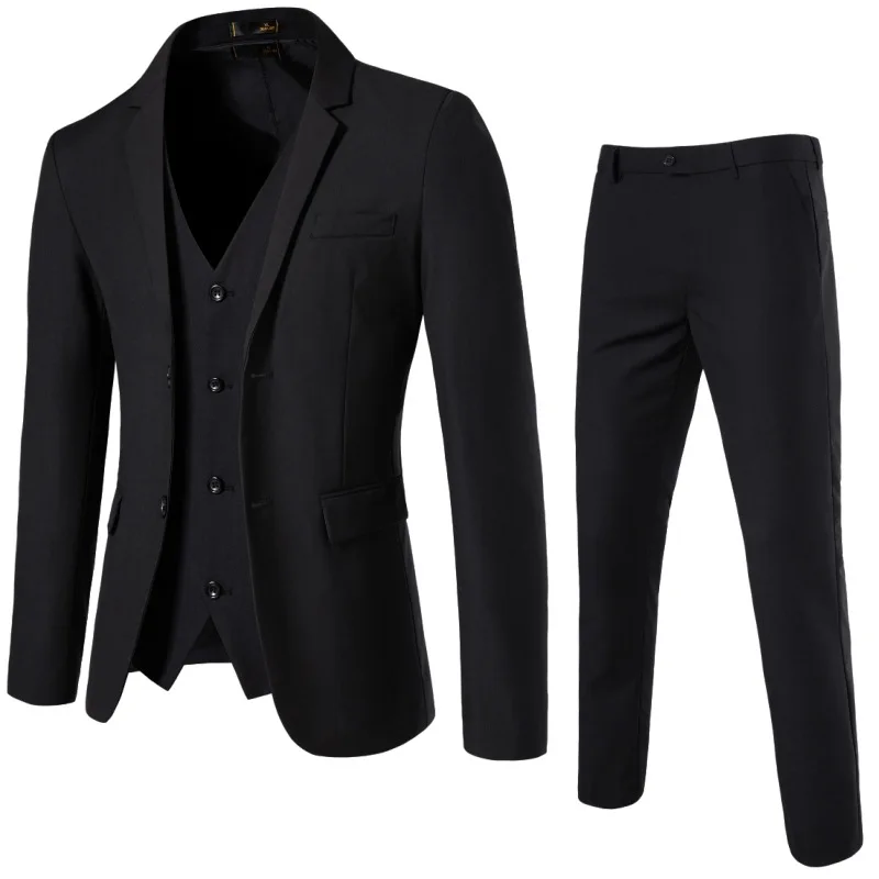 

Autumn and Winter New Men's Fashion Casual Men's Two-button Suit Vest Three-piece Set