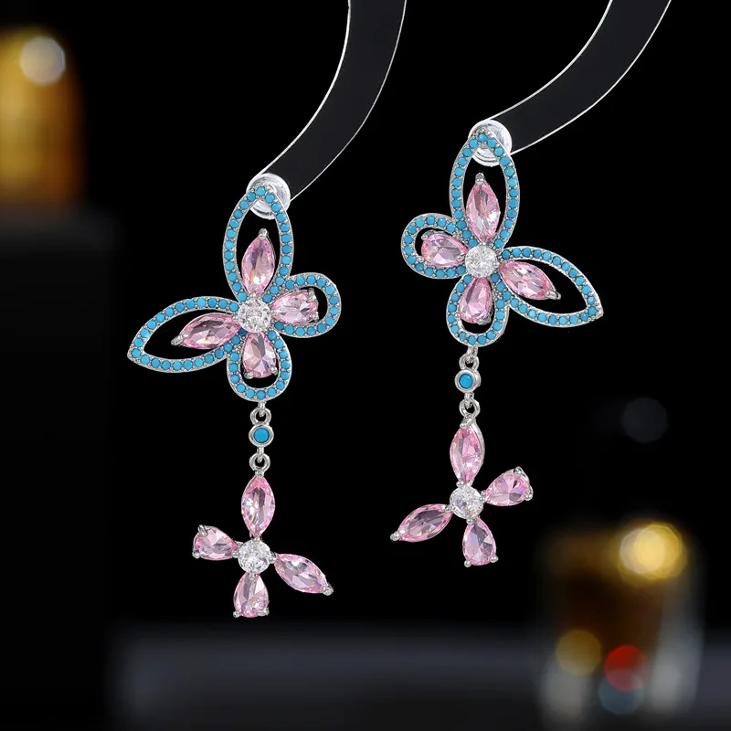 

Bilincolor Zircon Inlaid Hollow Butterfly Earrings for Women