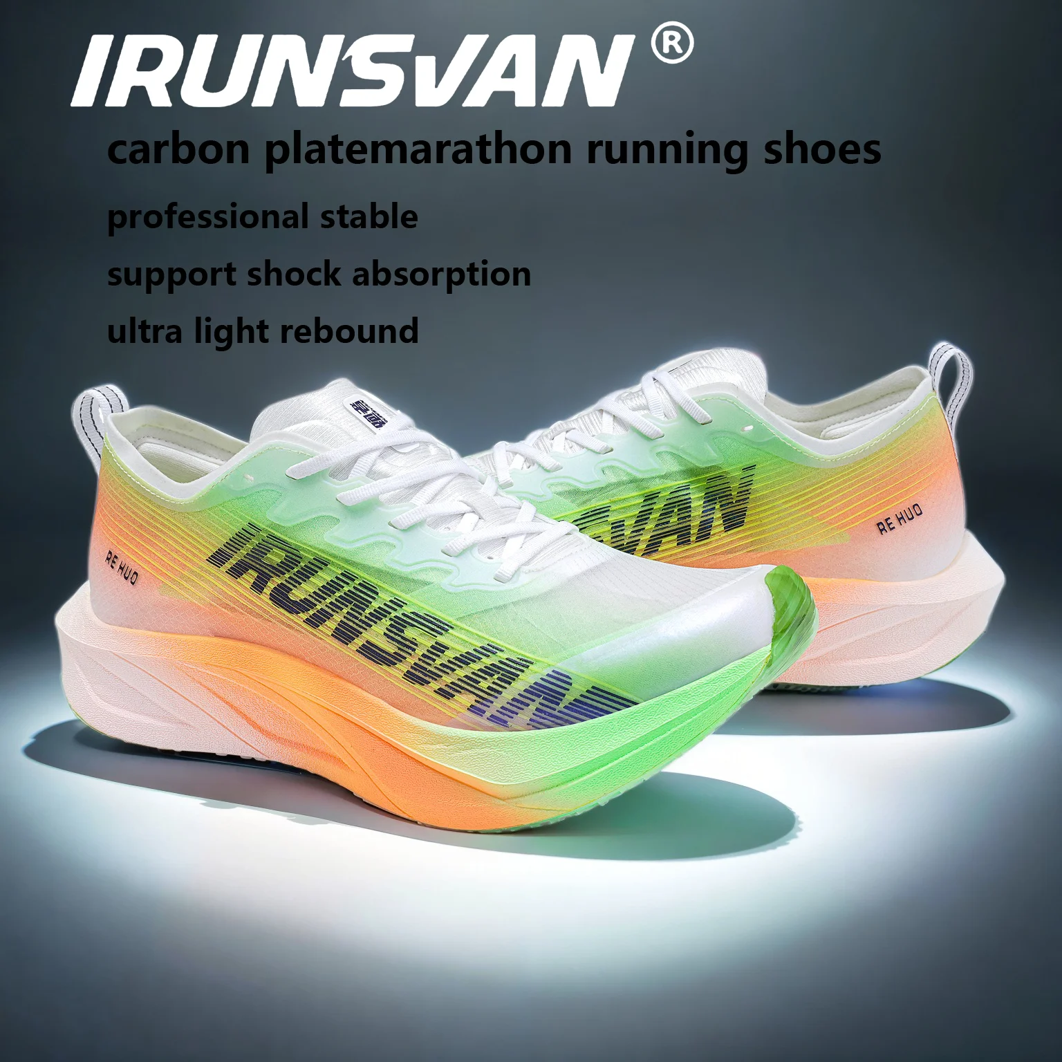 IRUNSVAN Carbon Plate Men Marathon Running Shoes Professional Stable Support Shock Absorption Ultra Light Rebound Sports Shoes