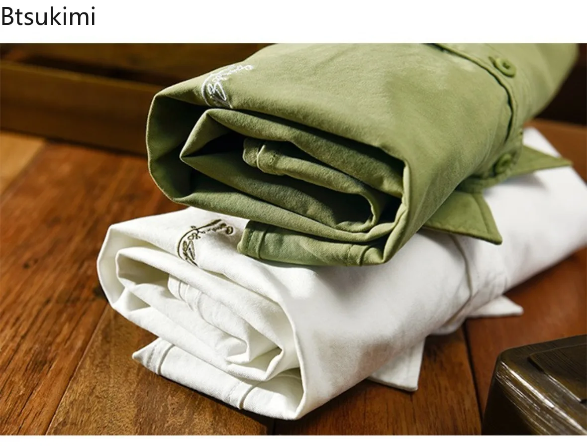 2025 Spring New Men's Long Sleeve Shirts Fashion Splice Design Lapel Button-up Casual Shirt Coat Japanese Style Street Tops Male