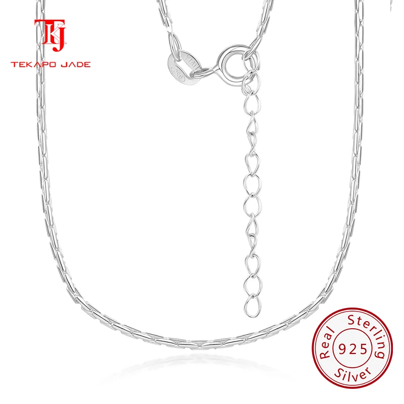 

TKJ JEWELS Real 925 Sterling Silver Bamboo Link Thin Necklace for Women Baise Chains Necklace Fashion Party Jewelry CN02