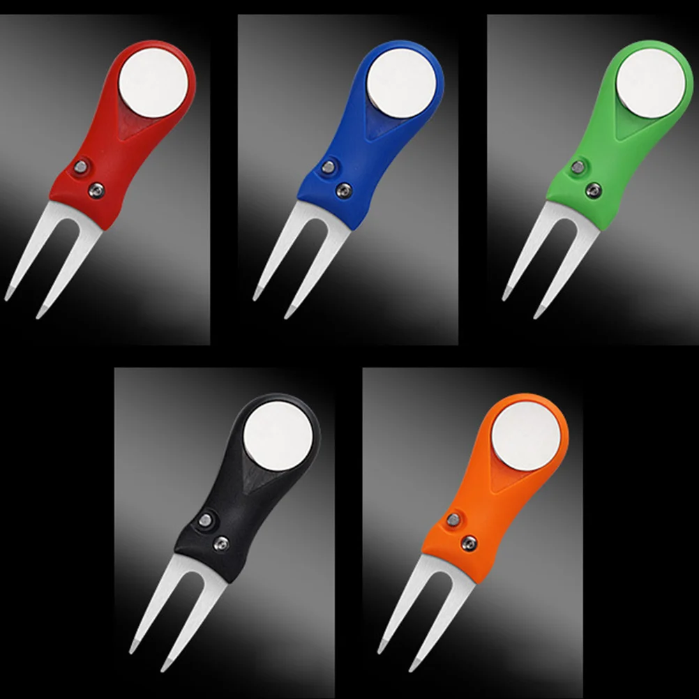 ABS البلاستيك مقبض ديفت أداة الفولاذ المقاوم للصدأ للطي شوكة جولف الأخضر إصلاح التدريب هدية Divot أداة شوكة