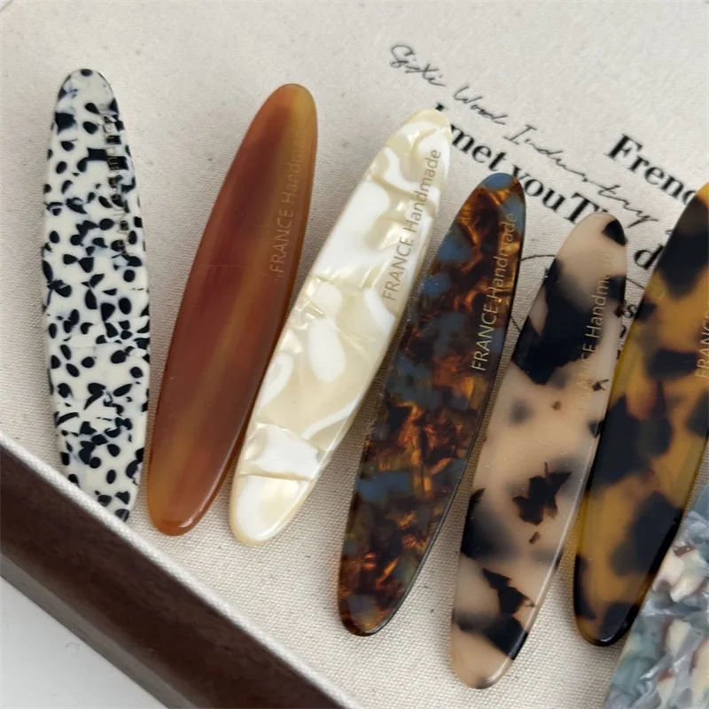 New Acetate Hair Clip Simple Oval Geometric Barrettes Women Hair Accessories Colorful Tortoise Shell Hairpins Side Pin