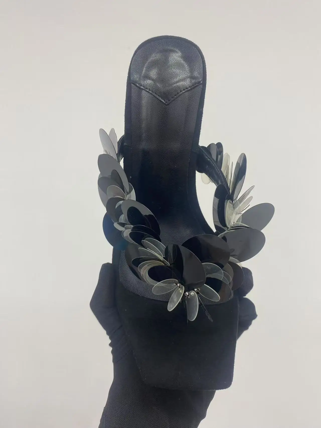 

Stiletto Green Skirt Women Slippers Fairy Shoes Fashion Wearing New French Sandals Solid Slip-on Sqaure Toe Summer Footwear