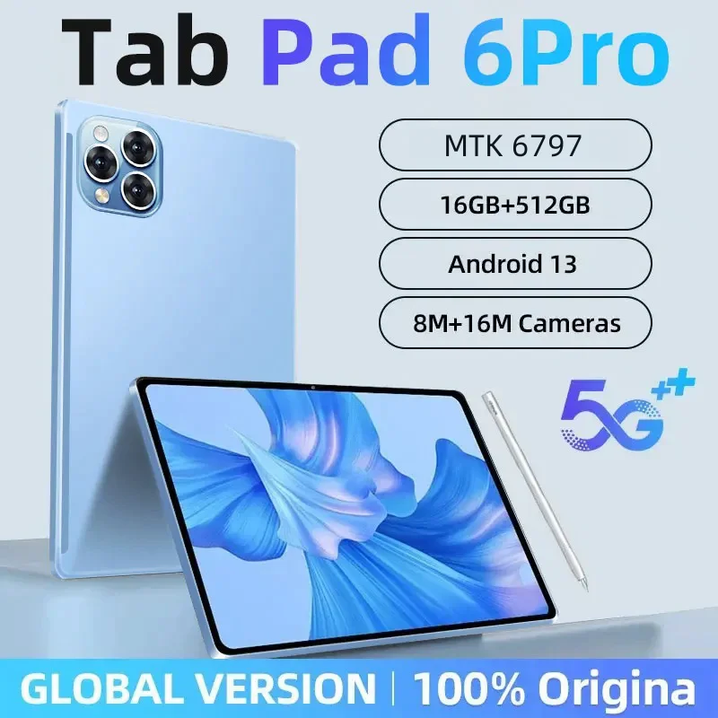 2024 Original Global Version Android 13 Pad 15 Pro 11 inch Tablet PC MTK 6797 16GB 512GB 5G Dual SIM Card 10000mAh HD 4K Mi Tab