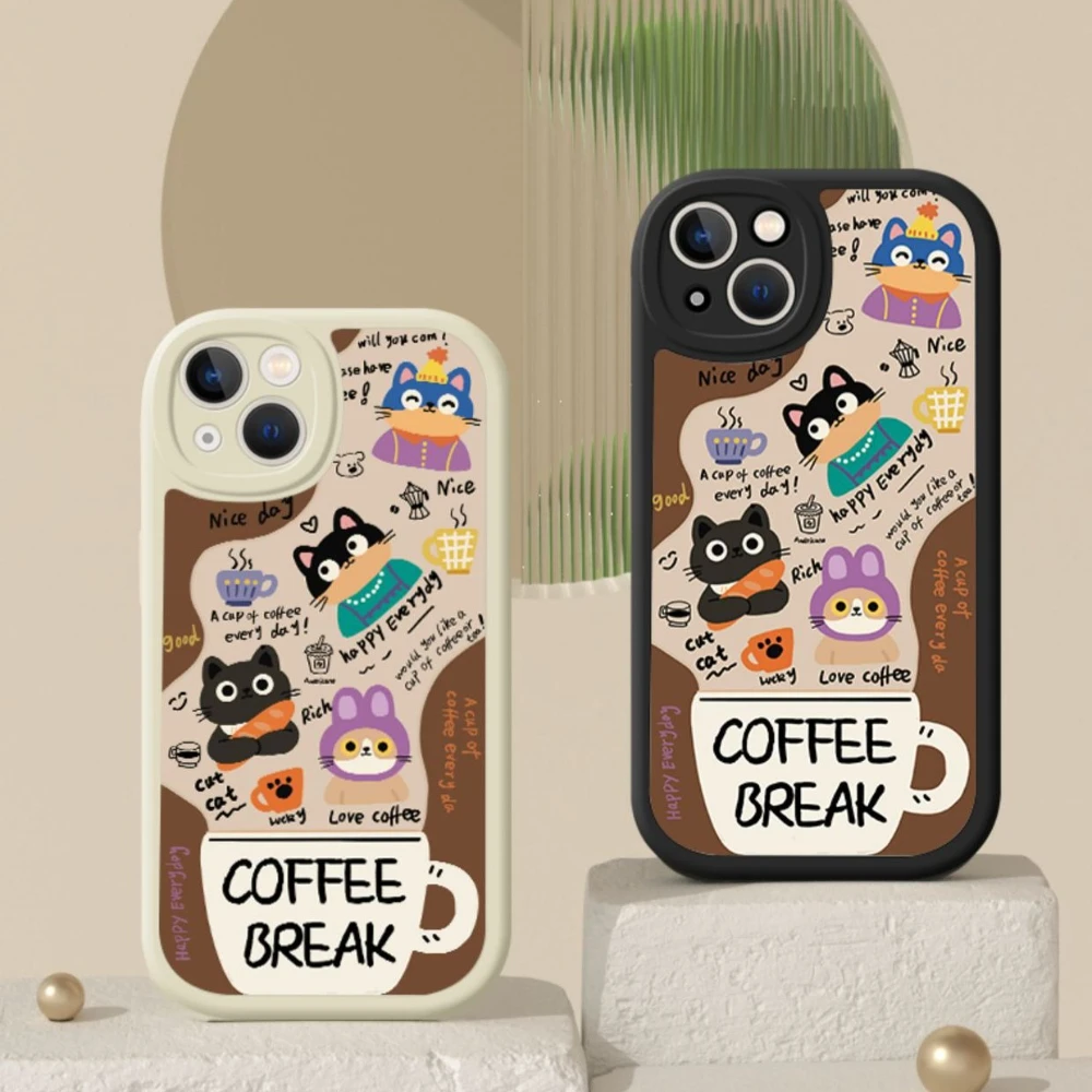 Чехол для телефона с милым кофейным котом для Huawei Honor Magic 7 Pro 6 5 4, противоударный защитный чехол с забавными мультяшными животными