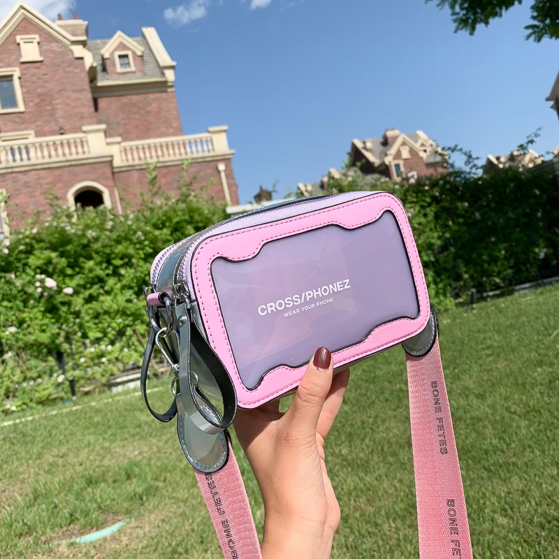 

Contrast Color Shoulder Cross Body Satchels Bags For Women 2026 New Summer Beach PVC Jelly Bag Lightweight Waterproof Phone Bag