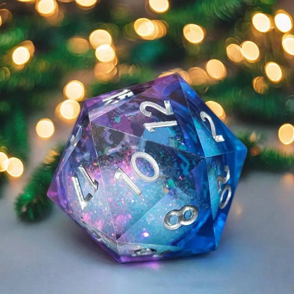 

New Liquid Core Resin DND Dice Quicksand Glitter Crystal D20 Dice Sharp Edge Polyhedral Home Decor
