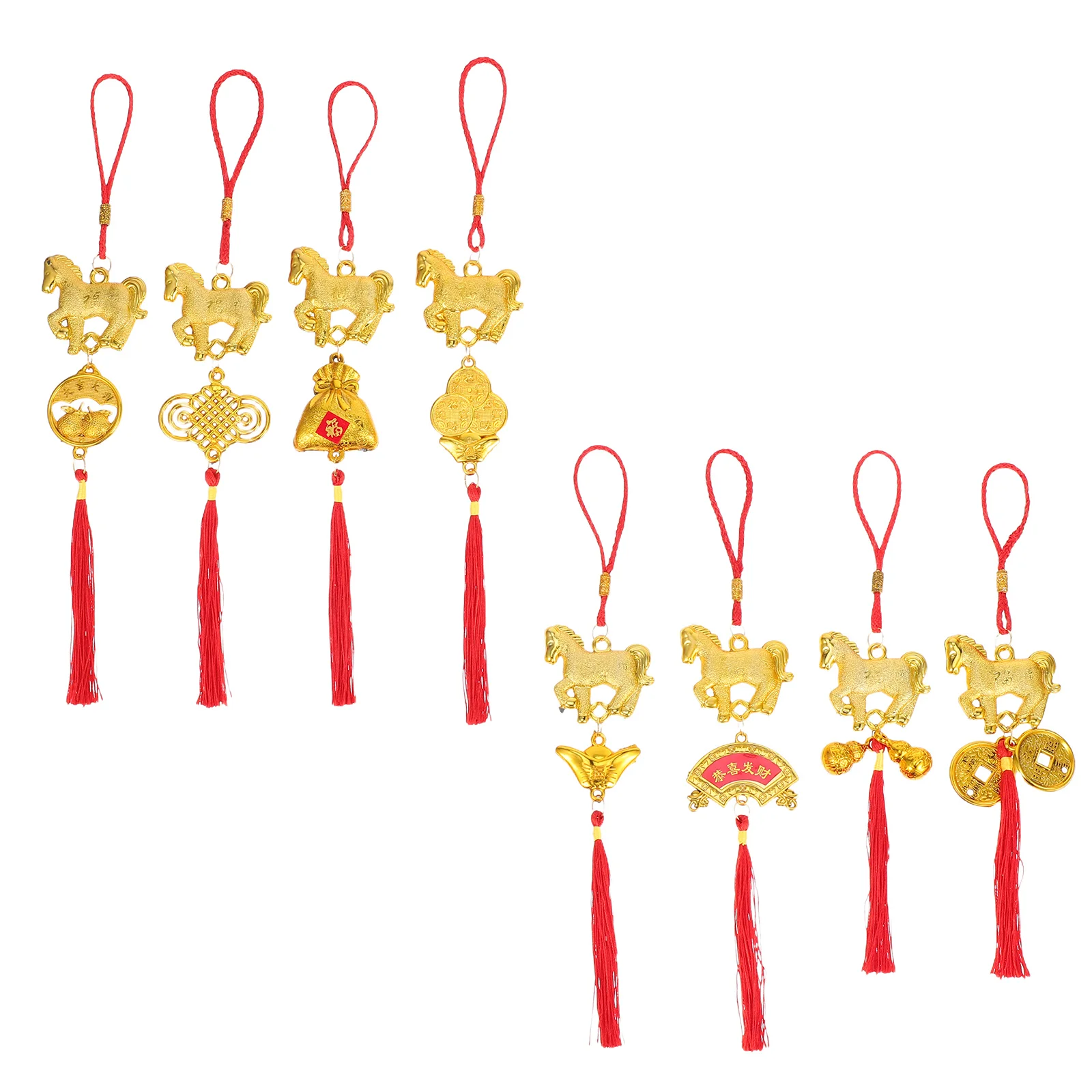 

8Pcs Spring Festival Chinese New Year Bonsai Pendant Decorative Hanging Ornaments 2026 Horse Year Indoor Outdoor