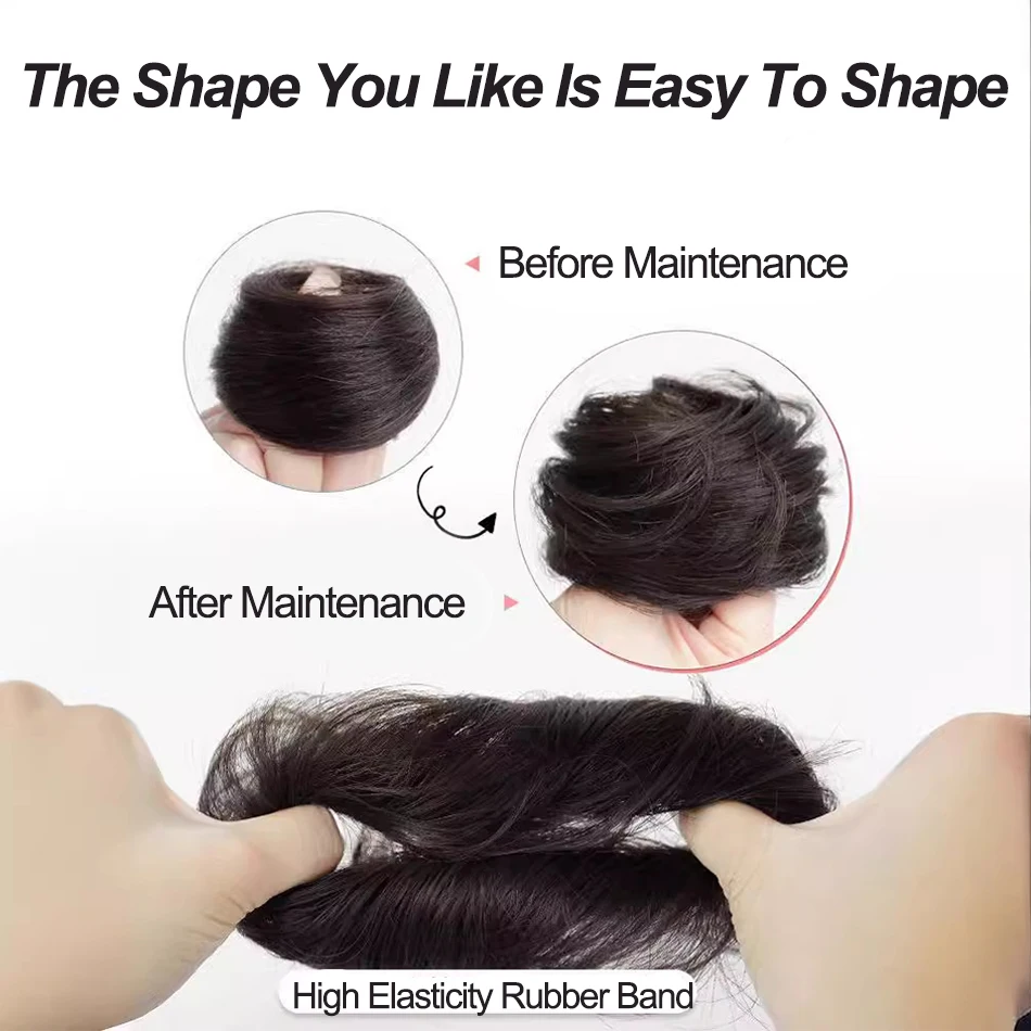 من السهل ارتداء الاصطناعية أوبدو شعر مستعار أنيق مستقيم كعكة العقدة الشعر مع شريط مطاطي ألياف مقاومة للحرارة ذيل حصان الشعر #3