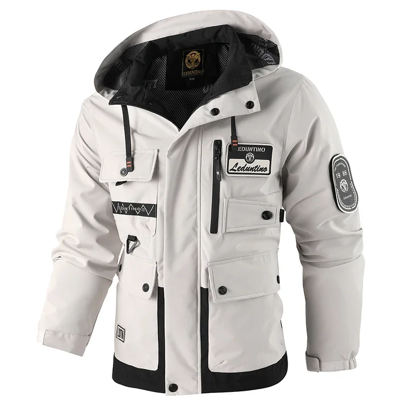 Outdoors Men Comfort Detachable Hat Solid Tops Spring Autumn Simplicity Windproof Casual Coat New Fashion Versatile Jacket Men