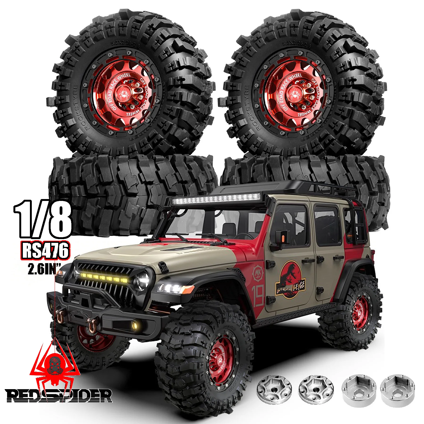 

2.6'' RC metal Wheels and off-road climb Tires for 1/7 1/8 1/10 RC Crawler Car Axial RBX10 MJX H8H MK07 KM4