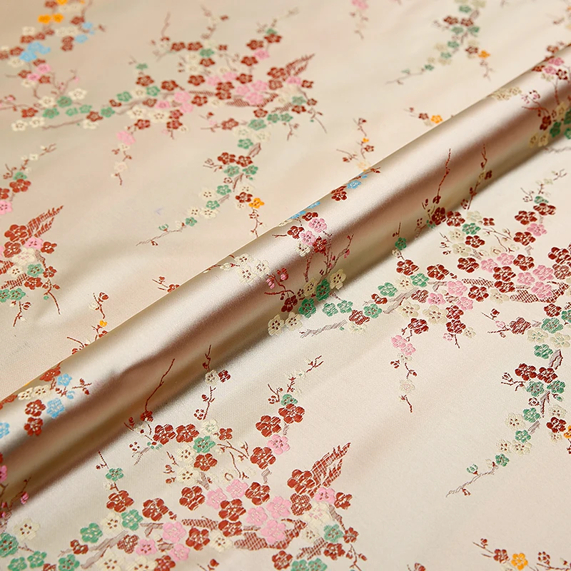 Jacquard brocade flower fabrics Brocade silk fabric material for sewing cheongsam and kimono clothing fabric