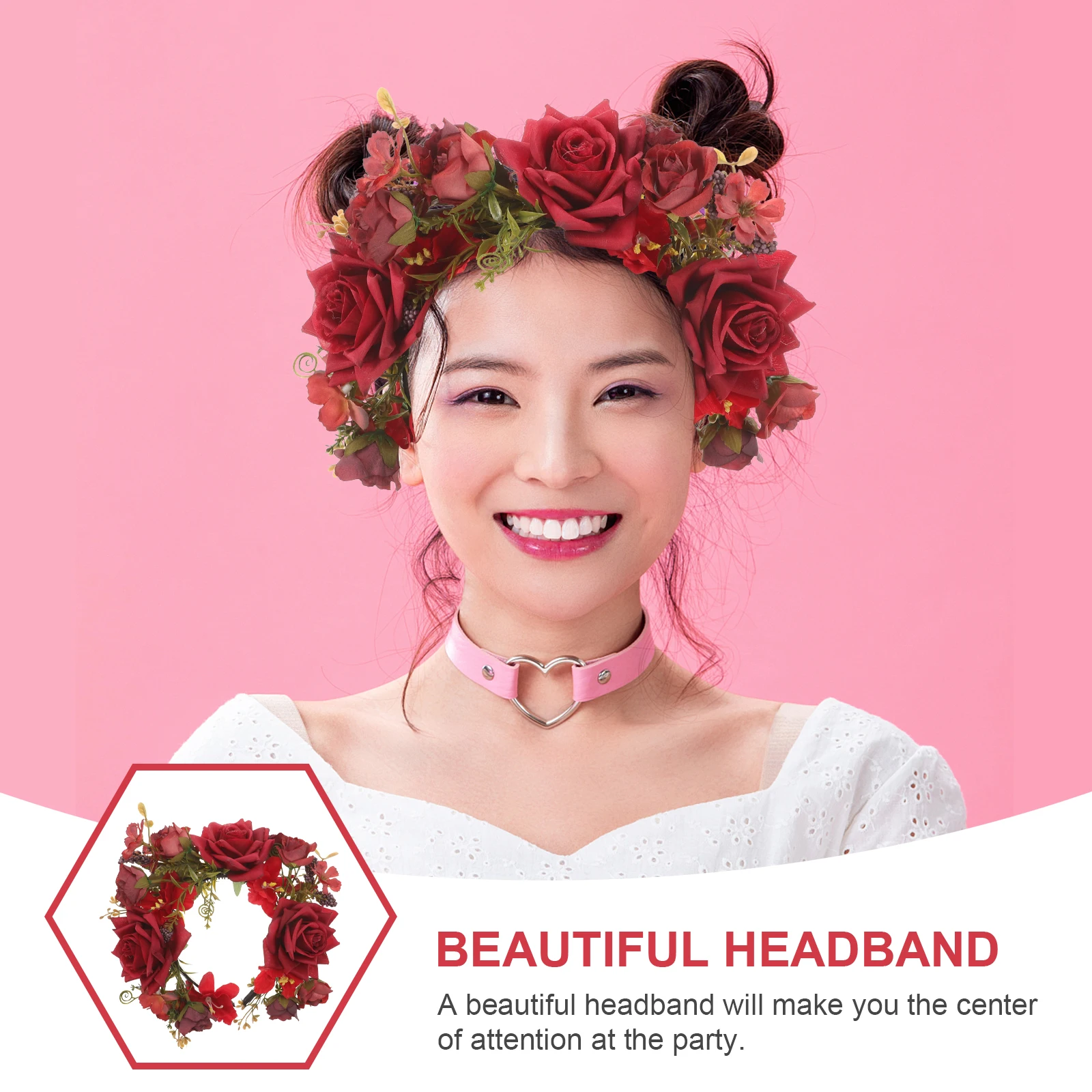 

Artificial Flower Headdress Crown Hair Accessory Bands Plastic Crowns Headband for Women's Floral