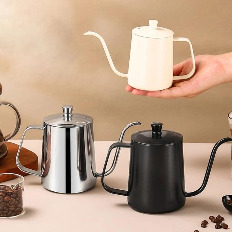 Pot air panas kopi menetes dengan tangan dengan tutup berkemah, aksesoris kopi kopi