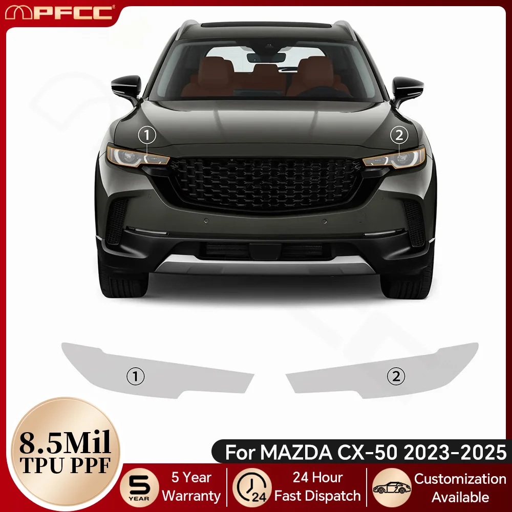 

For Mazda CX50 CX-50 2023-2025 Car Headlight Rearview B C Pillars TPU Paint Protection Film Pre-cut PPF Bra Clear Anti-Scratch