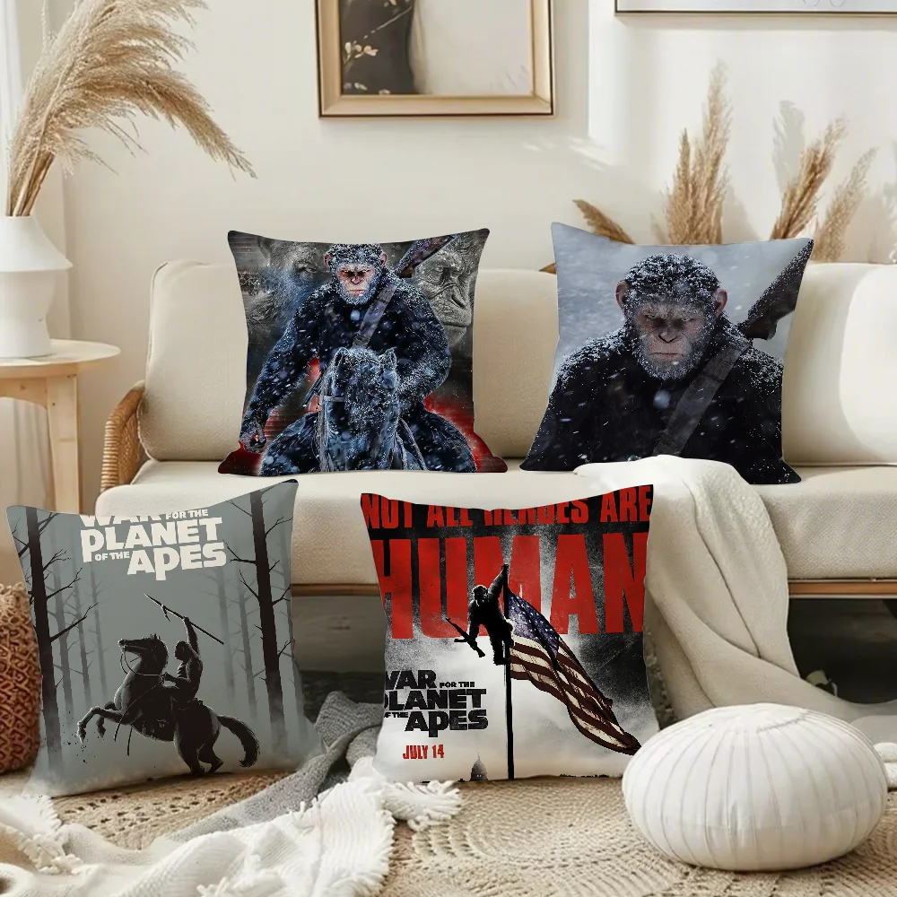 Science Fiction Movies War For The Planet Of The Apes Pillow Case Square Double-Sided Printing Short Plush Sofa Cushion Cover
