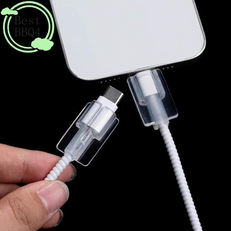 (BBQ4)5/10/15 Pcs Phone Charger Cable Protector Clear TPU Charger Cable Winder Anti-Breaking Wire Protective Sleeve