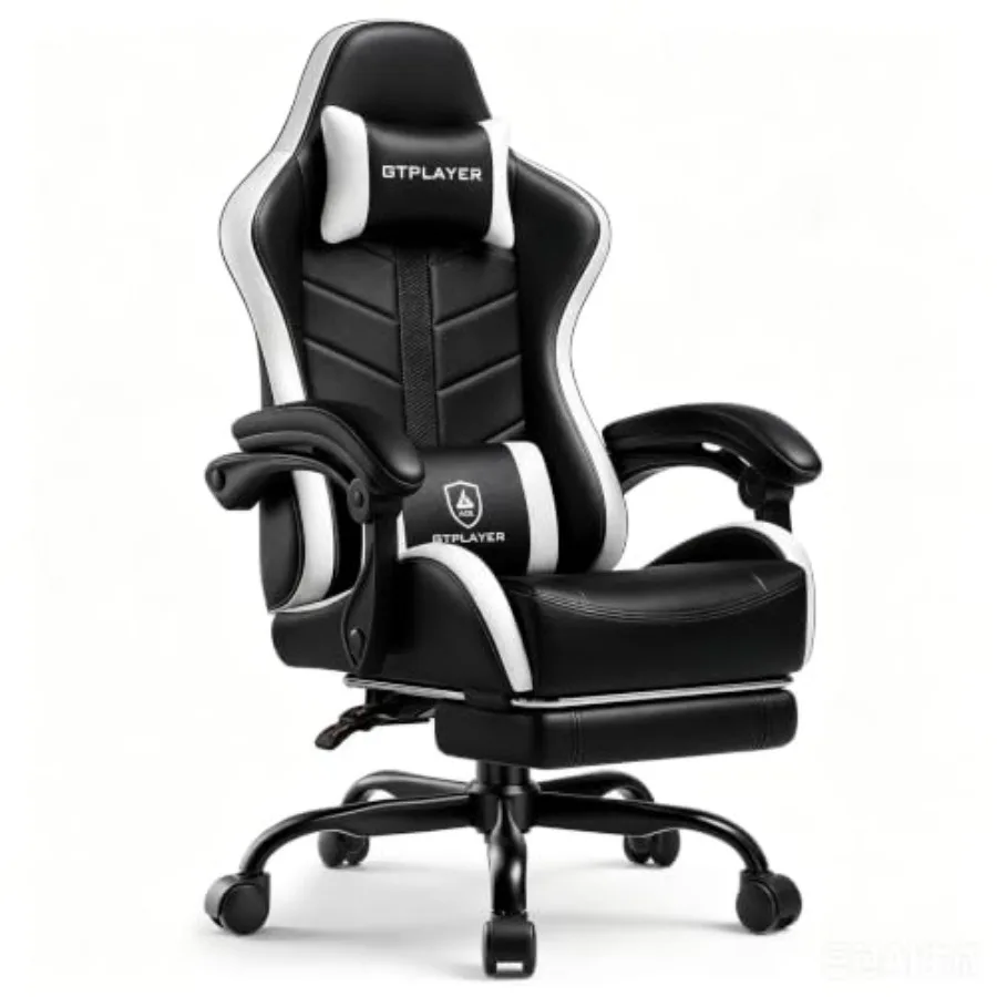 Gaming Chair for Adults, Ergonomic Computer Gaming Chair with Footrest, Height Adjustable, 90-155° Recline and Removable Headre