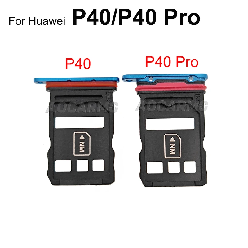 Aocarmo Sim Card  MicroSD Holder Nano Sim Tray Slot For Huawei P40 P40Pro Replacement Parts