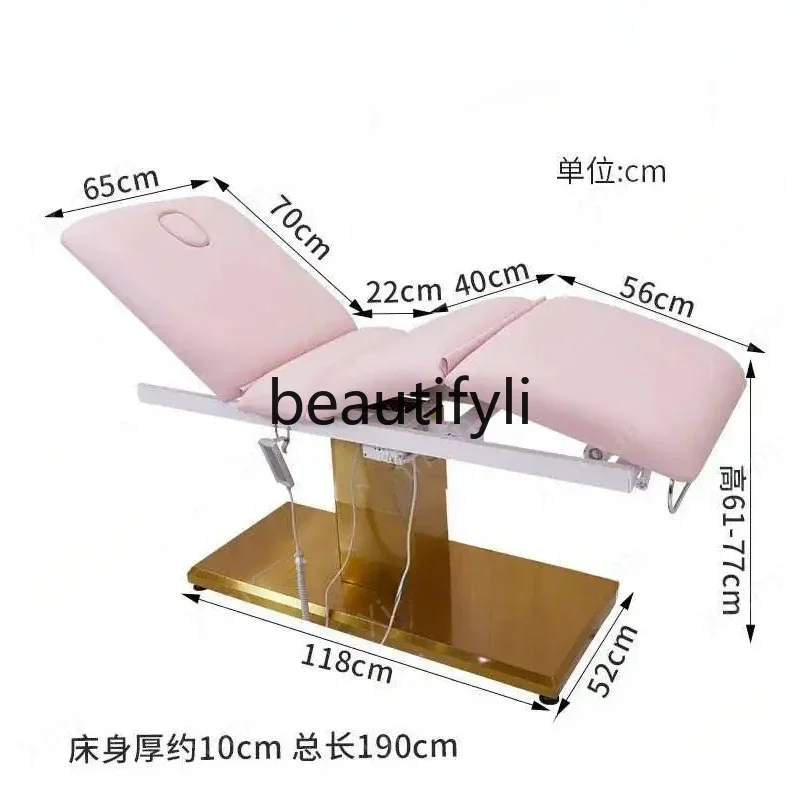 

ss26 Modern salon bed motor electric gold stainless steel facial spa beauty massage bed