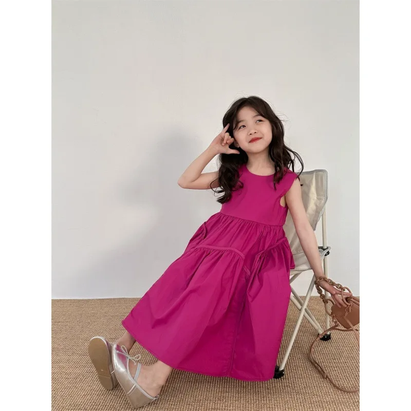 2023 Little girl dress Summer new baby girls fashion sleeveless sundress loose cotton dress 1 2 3 4 5 6 7 8Y