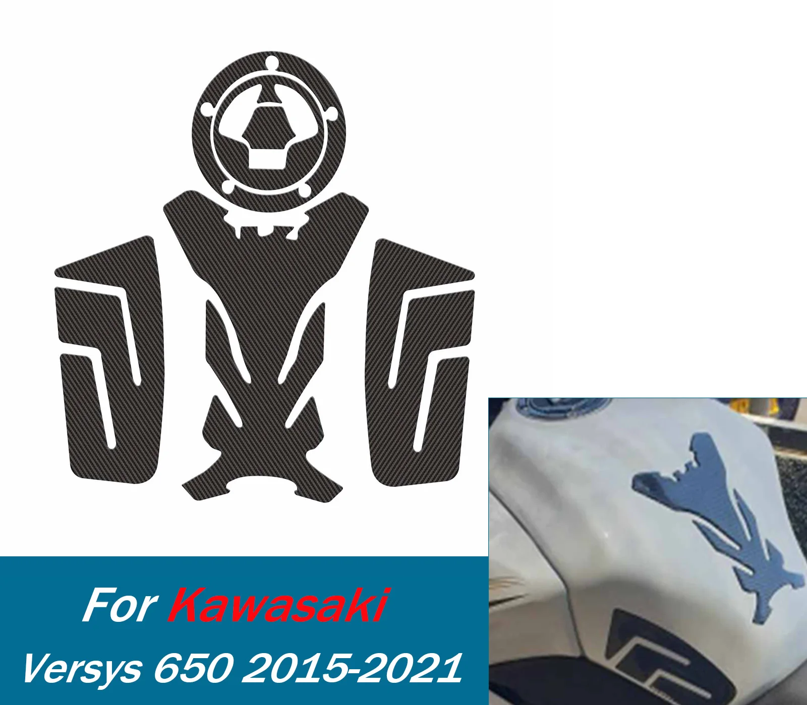 

Для Kawasaki Versys 650 2015-2021 противоскользящая накладка на топливный бак, наклейка, защита для мотоцикла, устойчивая к царапинам наклейка, аксессуары ﻿