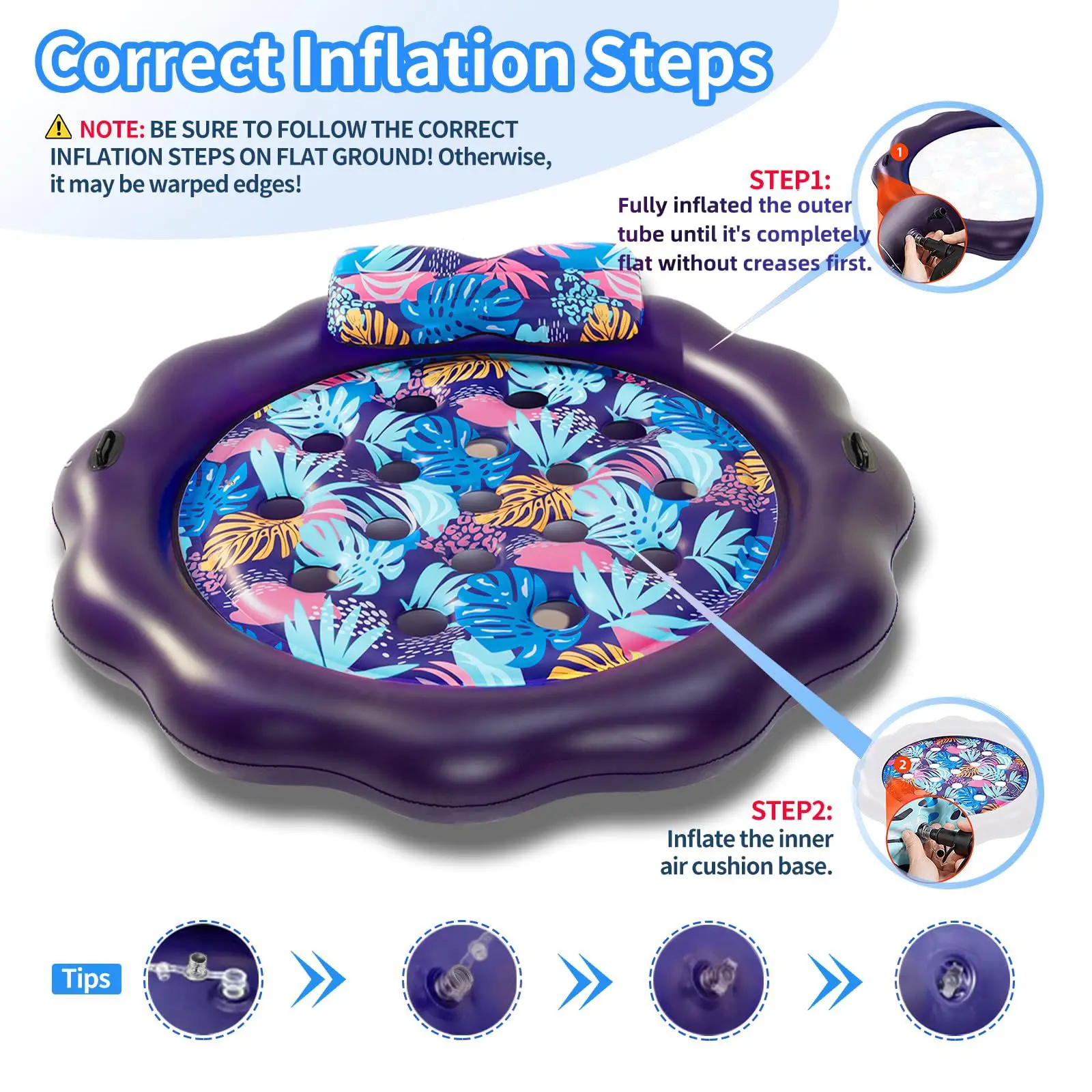 Nouveau lit flottant double gonflable à eau, prise extérieure, feuille d'érable noire, lit d'eau rond pour deux personnes, inclinable flottant