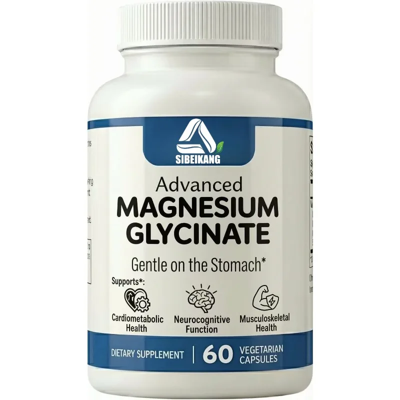 Magnesium Glycine Supplement - Highly Absorbent, Supports Muscle and Bone Health with 60 Capsules