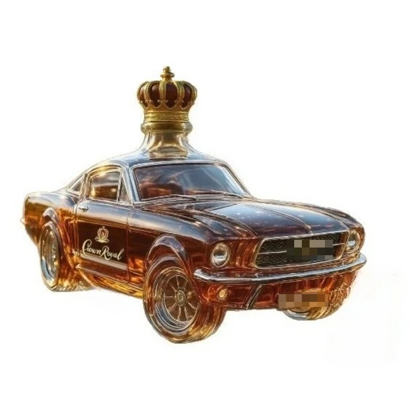 رائجة البيع التصميم الحديث زجاجة ويسكي السيارات شفافة زجاجة ويسكي الشرطة سيارة صغيرة على شكل نمط ختم دورق زجاجي فارغ