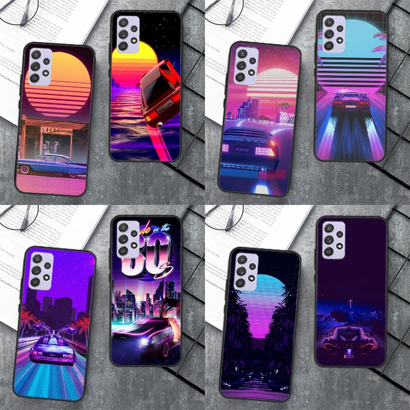 Synthwave 80s Retro Car Case For Samsung Galaxy A14 A34 A54 A12 A22 A32 A42 A52 A13 A23 A33 A53 A50 A51 A71 Cover