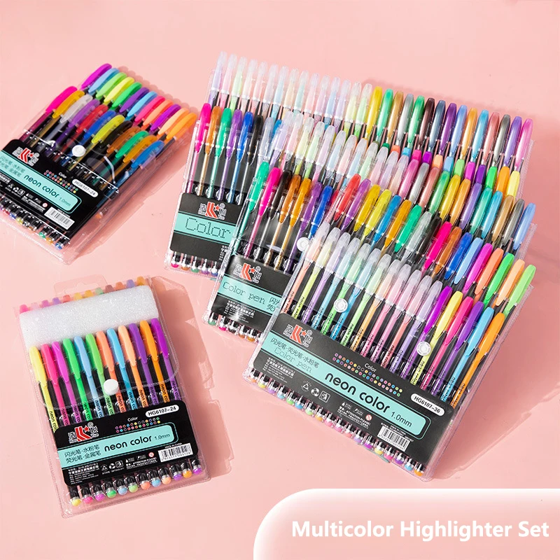 

12-60 Color Colored Gel Pens Gift for Kid Gel Pens Set Sparkle Gel Pen Neon Color Pens for Kids Adults Journaling and Sketching